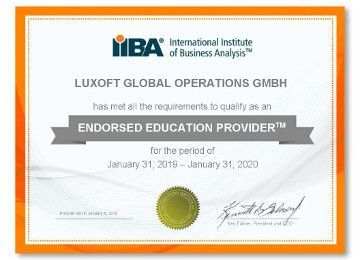 Luxoft Training is an IIBA Endorsed Education Provider